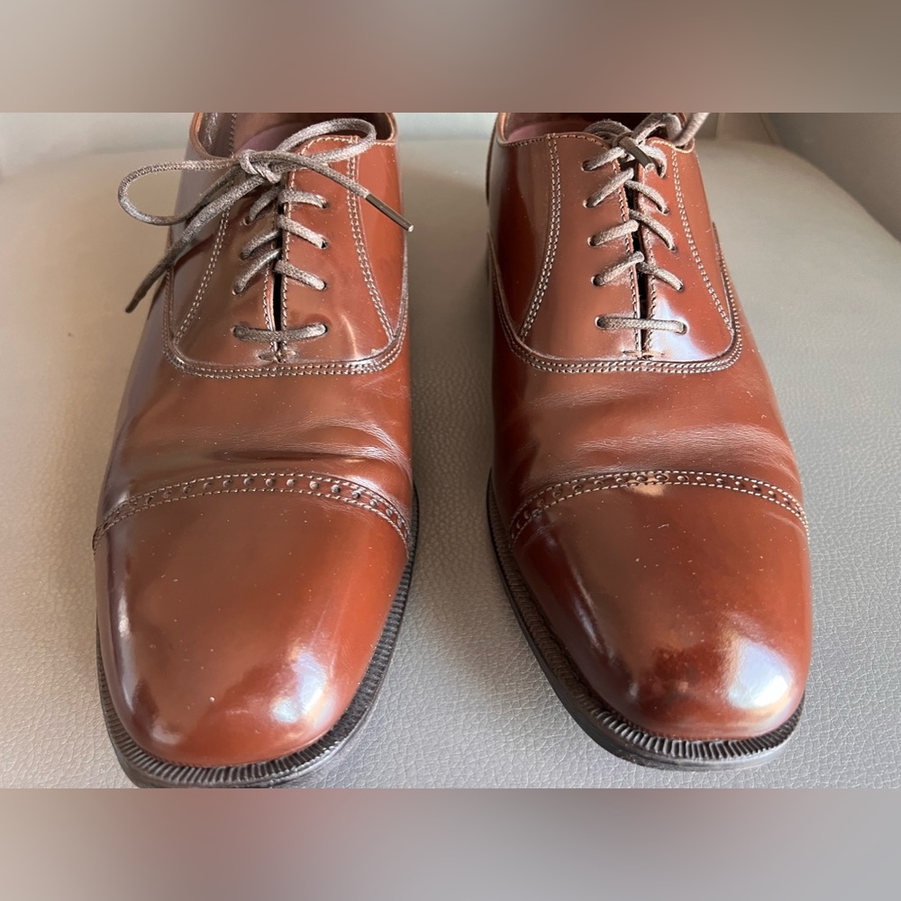 FLORSHEIM Leather 10 OXFORDS Brown CAP TOE Shoes